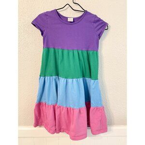 Hanna Andersson Colorblock Tiered Dress Girl Size 8 Colorful Party Rainbow